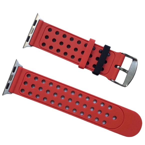 5/$20 NEW Black Red Holes Silicone Sport Band Apple Watch 38/40/41mm M - Picture 3 of 10
